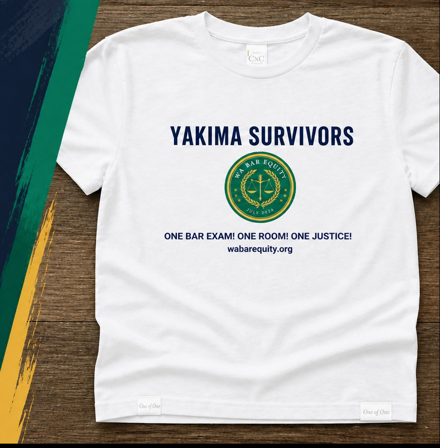 Complete white Yakima Survivors first-edition preorder T-shirt